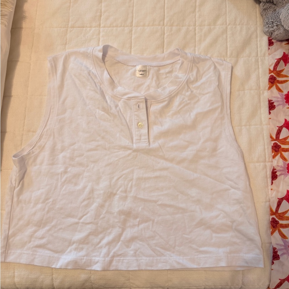 LESET White Sleeveless Tank Top